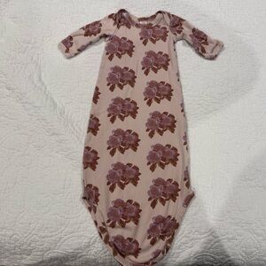 Kate Quinn Baby Lap Neck Knotted Gown/Sleeper in a Purple Floral Print